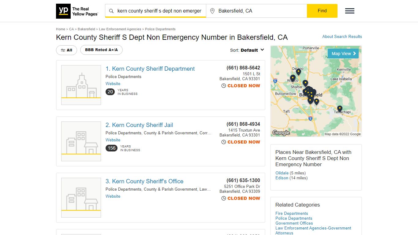 Kern County Sheriff S Dept Non Emergency Number in Bakersfield, CA